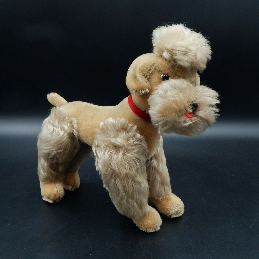 Steiff Snobby Tan Poodle Dog Mohair Jointed Plush Stuffed Animal 9 Inch